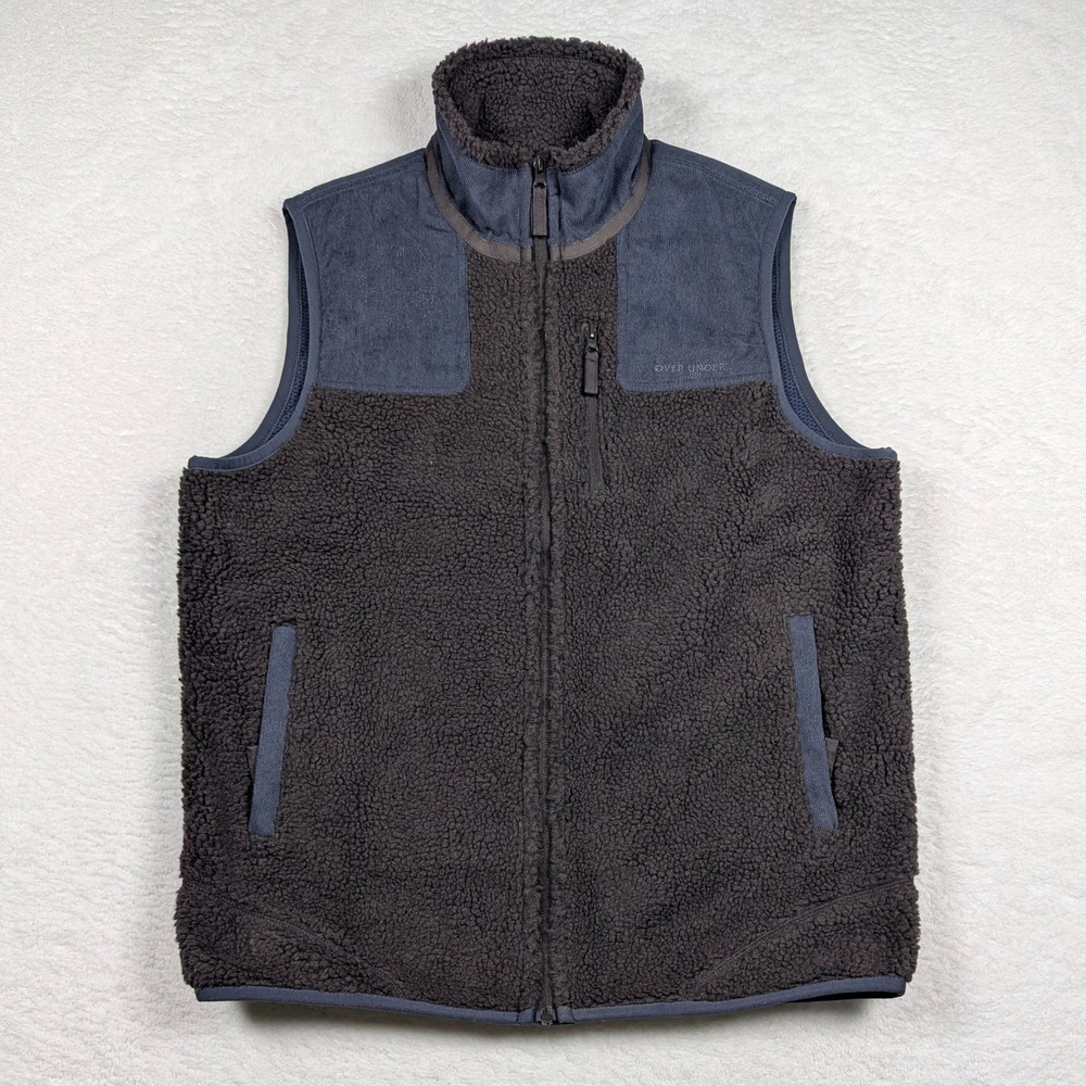 Over Under Kings Canyon Fleece Vest Mens Medium Gray Sherpa Full Zip Outdoor‎